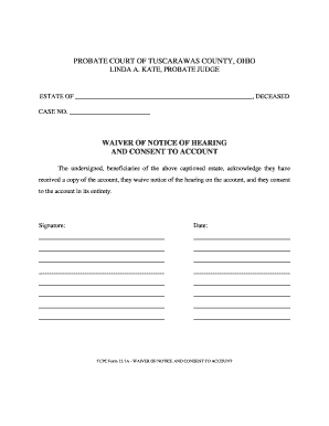 Ohio Waiver of Notice and Consent to Account