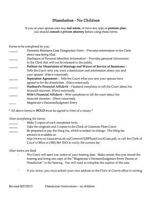 Ohio Dissolution of Marriage Form