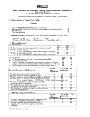 Needs Assessment for Emergency Room Equipment