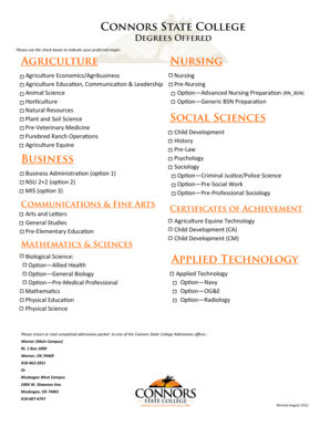 Connors State College Admissions Application