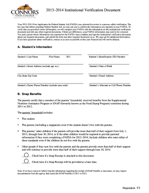 2013–2014 Institutional Verification Document