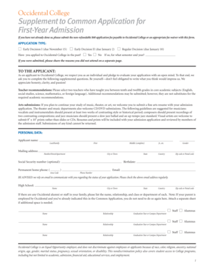 Occidental College Application Supplement