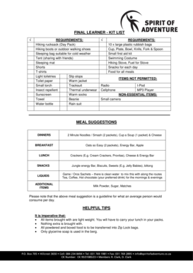 Spirit of Adventure Excursion Indemnity Form