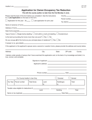 Ohio Owner-Occupancy Tax Reduction Application