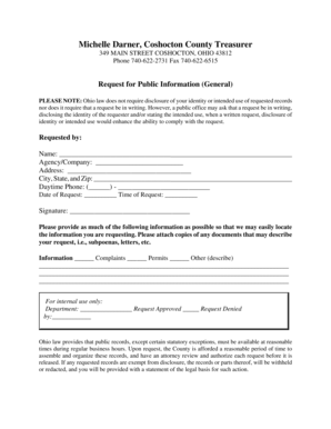 Ohio Public Information Request Form