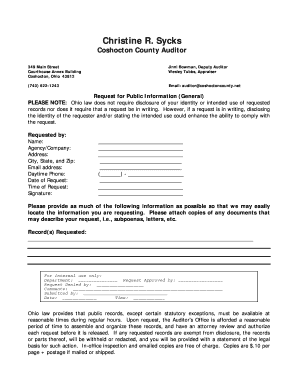 Ohio Public Information Request Form