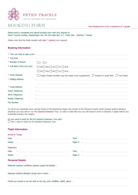 Peten Tourism Booking Form