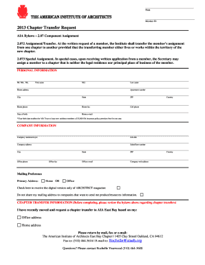 AIA Chapter Transfer Request Form