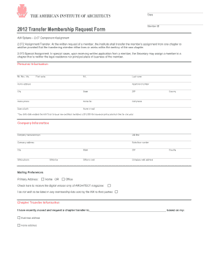2012 Transfer Membership Request Form