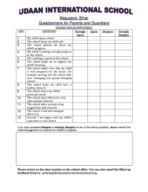 parents feedback form for school