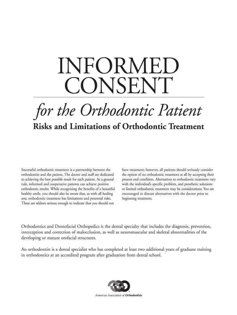 orthodontic consent form pdf Preview on Page 1.