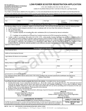 Colorado Low-Power Scooter Registration Application