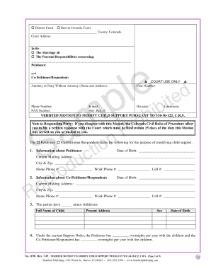 Verified Motion to Modify Child Support