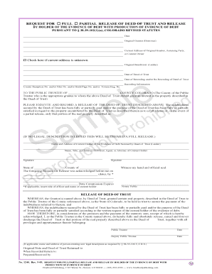 Colorado Deed of Trust Release Form