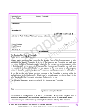 Colorado Civil Action Summons