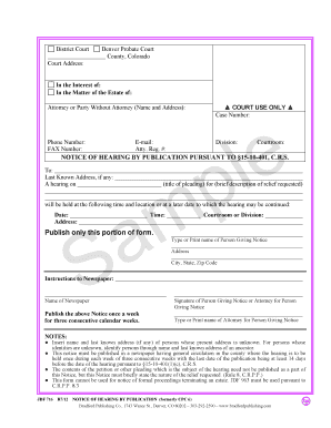 Notice of Hearing by Publication