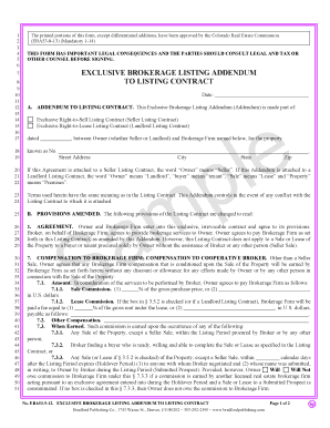 Exclusive Brokerage Listing Addendum