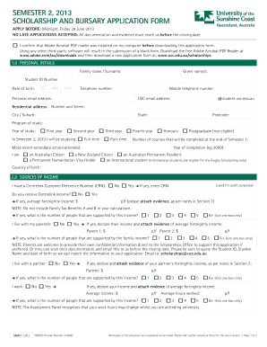 Semester 2 Scholarship and Bursary Application Form