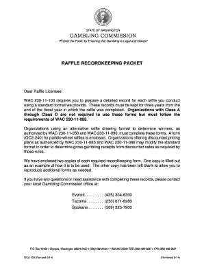 Washington Raffle Recordkeeping Packet