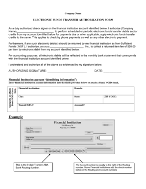 Electronic Funds Transfer Authorization Form