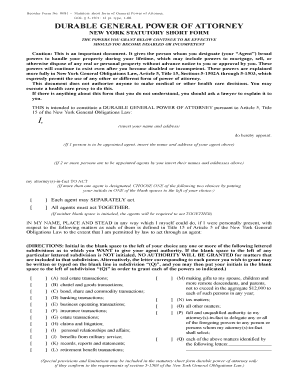 New York Statutory Short Form Durable General Power of Attorney