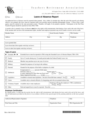 Teacher Leave of Absence Report