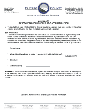 Colorado Mail Ballot Self-Affirmation Form