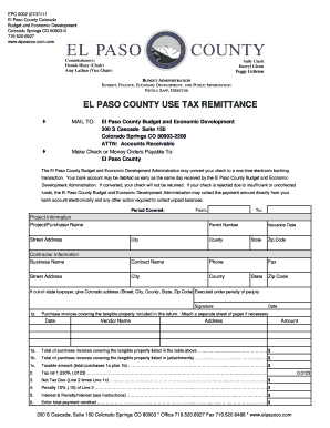 El Paso County Use Tax Remittance Form