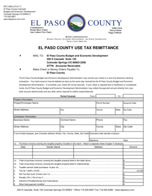 El Paso County Use Tax Remittance Form
