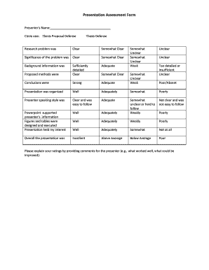 Presentation Assessment Form