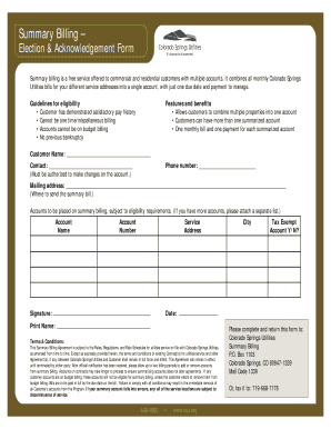 Summary Billing Election Form