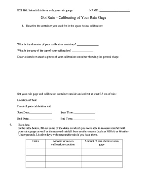 Rain Gauge Calibration Form