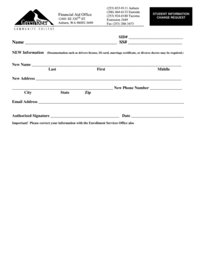 Student Information Change Request Form