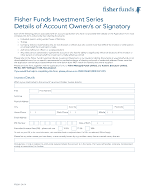 Fisher Funds Investment Series Account Owner Details Form