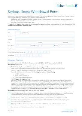 KiwiSaver Serious Illness Withdrawal Form