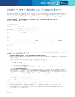 KiwiSaver Retirement Withdrawal Request Form