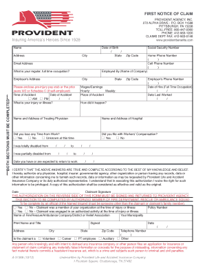 First Notice of Claim Form