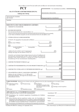 Blatt für die Gebührenberechnung