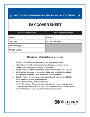 FAX COVER SHEET - Visterra Credit Union - visterracu