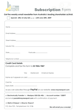 Subscription Form