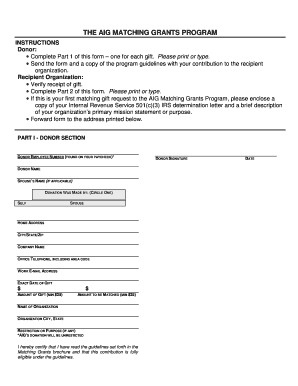 AIG Matching Grants Program Form