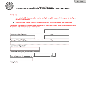 New York City Council Discretionary Funding Authorization