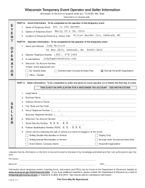 Wisconsin Temporary Event Operator and Seller Information