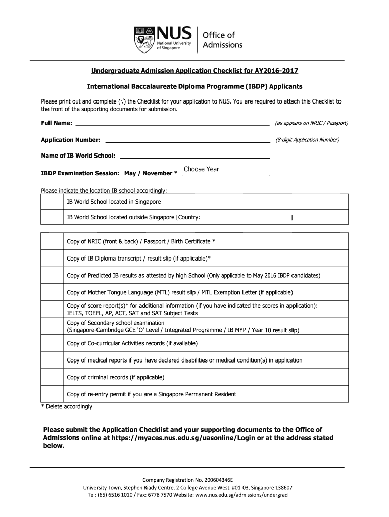 Fillable Online Nus Edu NUS Undergraduate Admission Application fillable-online-nus-edu-nus-undergraduate-admission-application