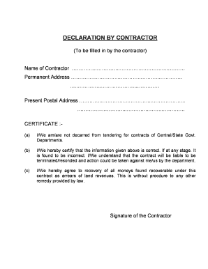 Declaration by Contractor Form