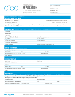 Work & Travel USA Application Form