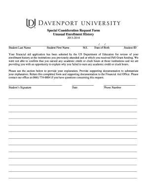 Special Consideration Request Form
