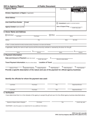 California Gift to Agency Report
