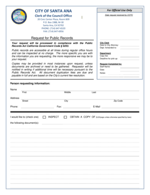 City of Santa Ana Public Records Request Form