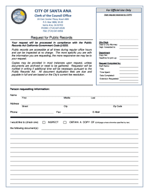 City of Santa Ana Public Records Request Form